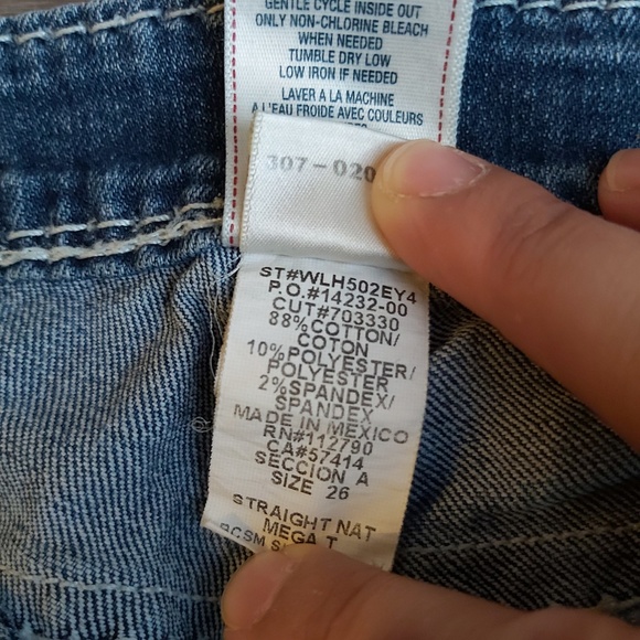 TRUE RELIGION White Stitching Straight Leg Jeans - Picture 3 of 8